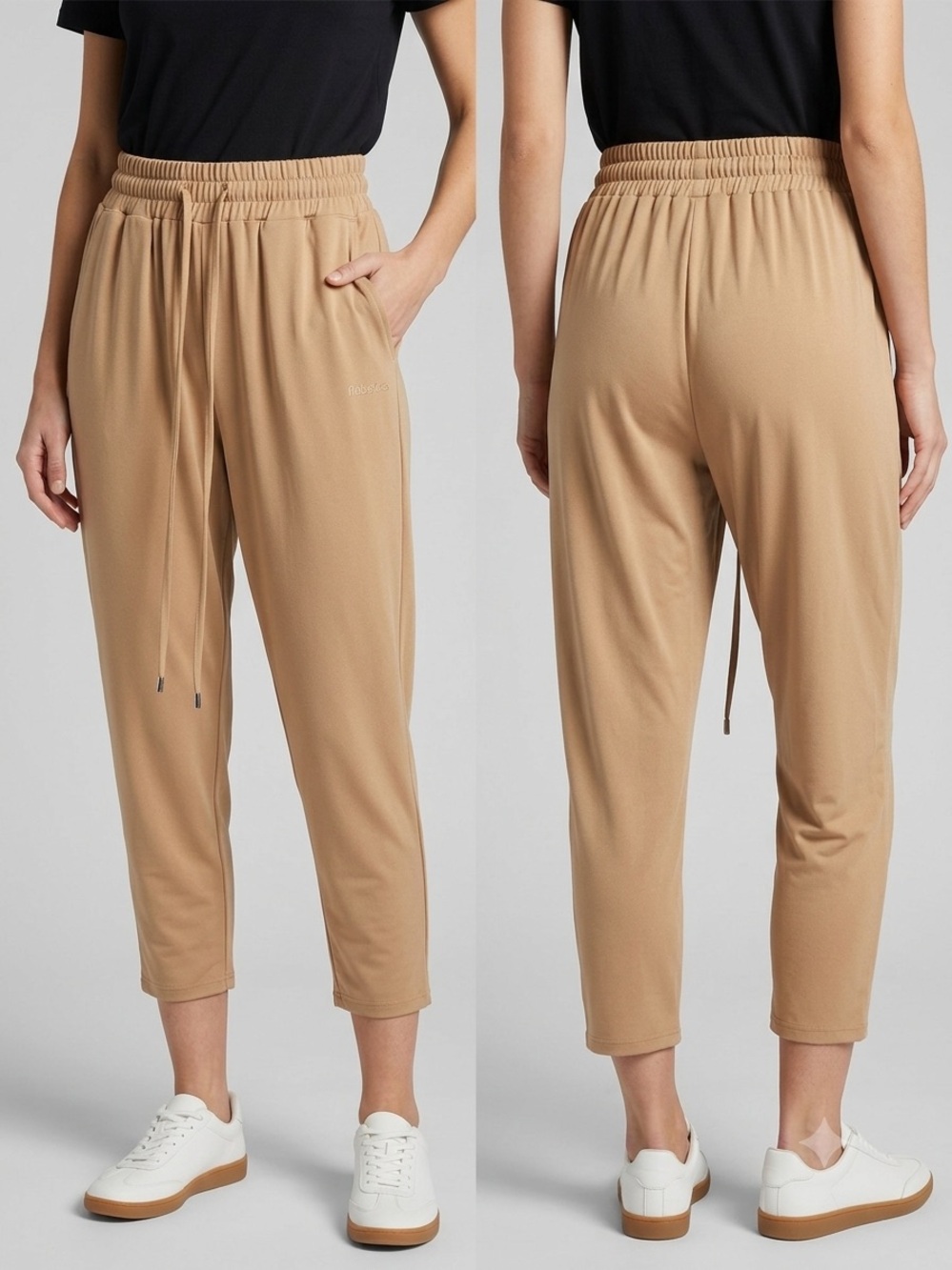 Fabletics Tan Cropped Drawstring Jogger Pants